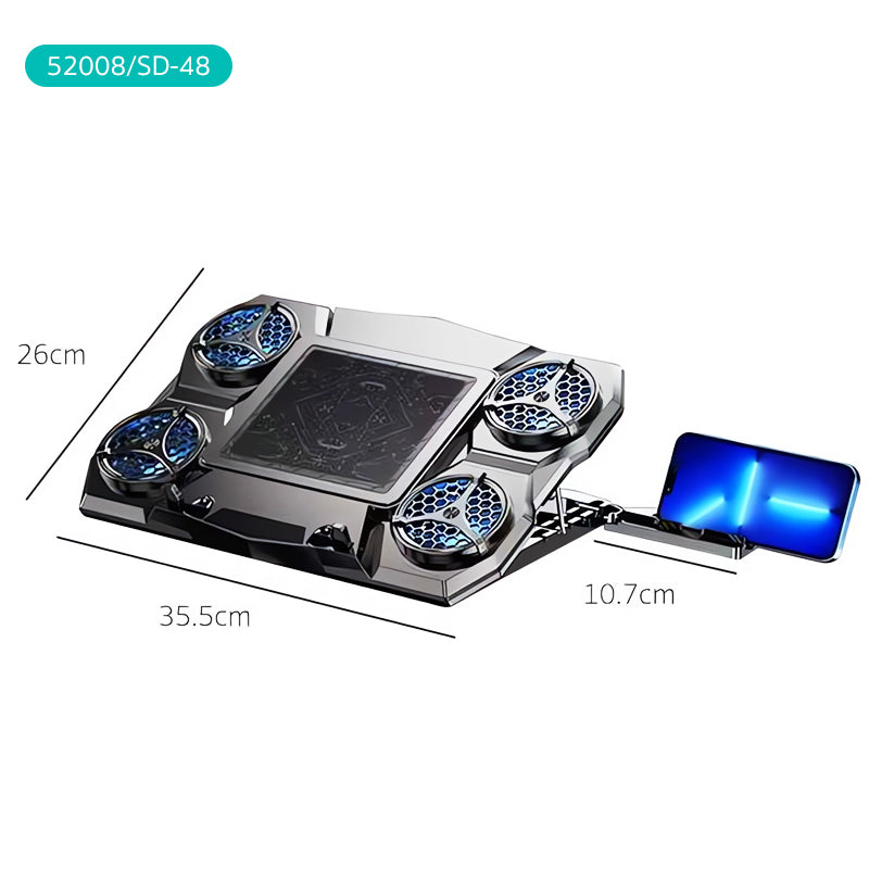 Premium Qualität Jomaa RGB Gaming Laptop Stand | Luftkühler Notebook-Halter mit 6 Lüftern | Basis geeignet für 12-17 Laptops