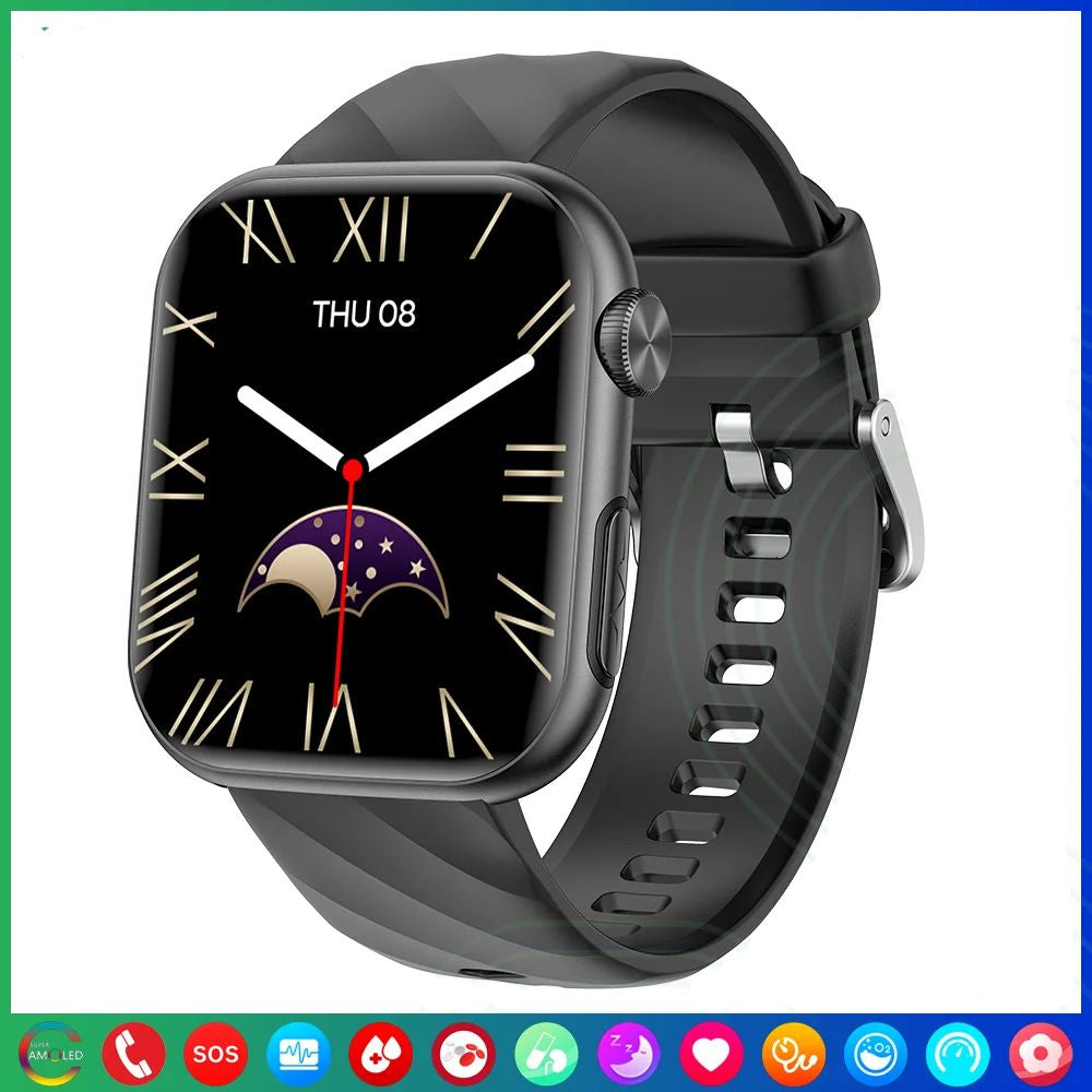 Premium Blutzucker-Smartwatch für Männer und Frauen: KI-Sprachassistent, Bluetooth-Anruf, Infrarot-SpO2-Sensor, Gesundheitsüberwachung, EKG, PPG, Schlaf-& Herzfrequenzmesser, Wasserdichter Fitness-Tracker, Full-Touch, Lange Akkulaufzeit: iOS & Android