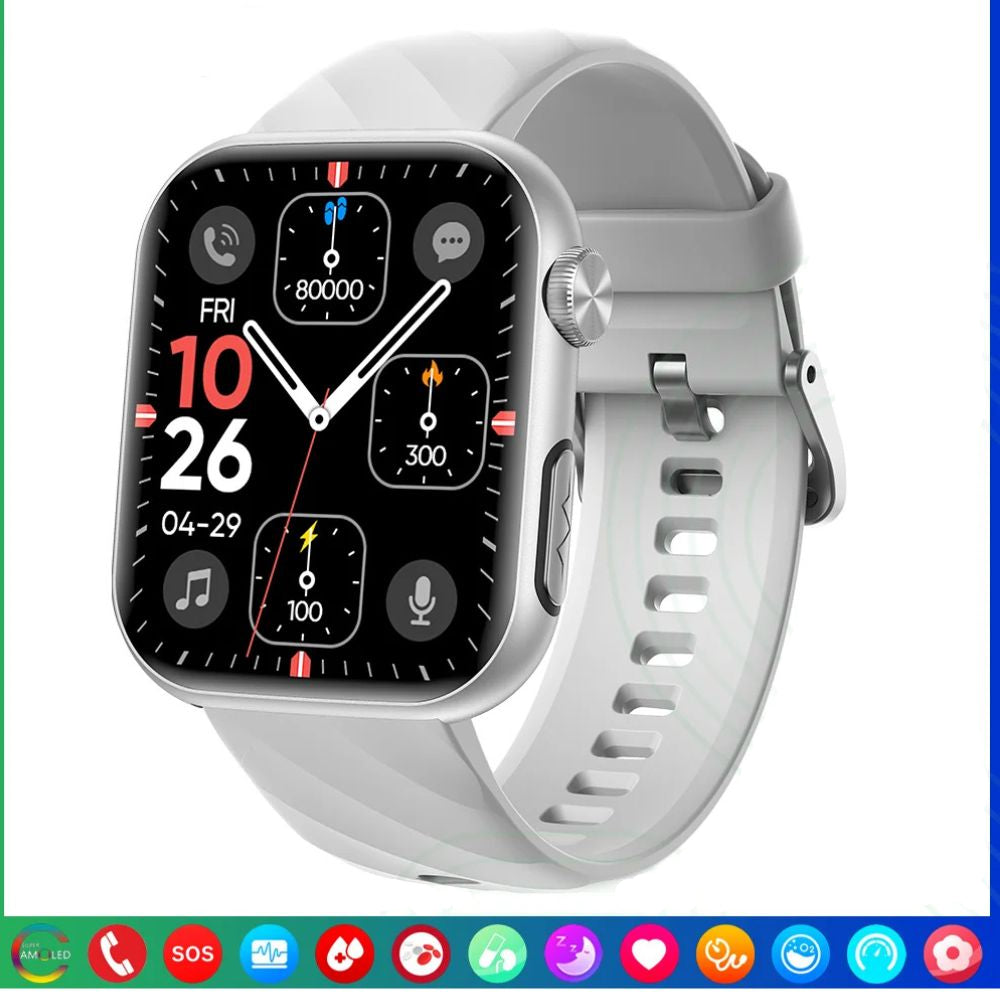 Premium Blutzucker-Smartwatch für Männer und Frauen: KI-Sprachassistent, Bluetooth-Anruf, Infrarot-SpO2-Sensor, Gesundheitsüberwachung, EKG, PPG, Schlaf-& Herzfrequenzmesser, Wasserdichter Fitness-Tracker, Full-Touch, Lange Akkulaufzeit: iOS & Android