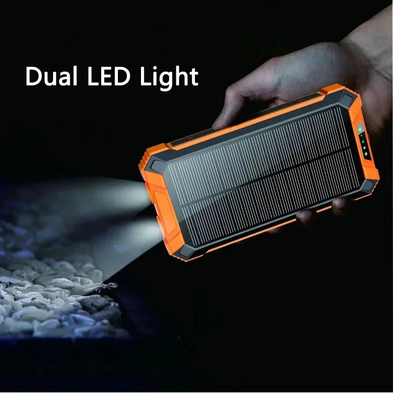 High-Quality Power Bank 20000mAh Solar Charger | Portable External Battery with 5V Fast Charging and Super Bright Flashlight for Smartphones, Apple iPhone, Samsung, iOS & Android On-the-Go