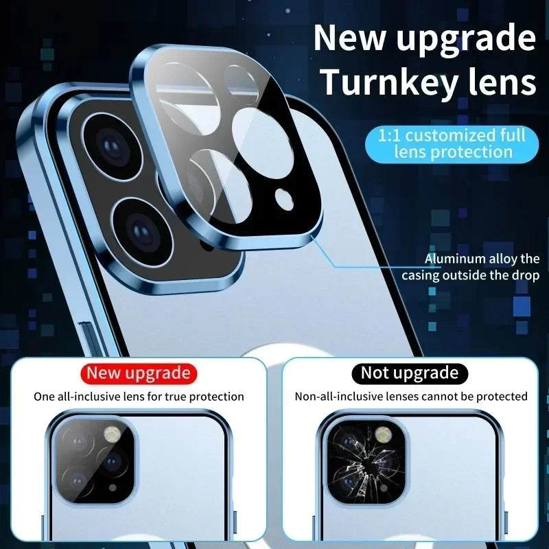 High-Quality iPhone Case with 360° Full Sealed Protection of Glass and Metal | MagSafe-Compatible Protective Case, 360-Degree Protection, Camera Lens Protection for Apple iPhone 16/16e, 15, 14, 13, 12 Pro Max, Pro, Plus & Mini Cover | Armor Bumper Case