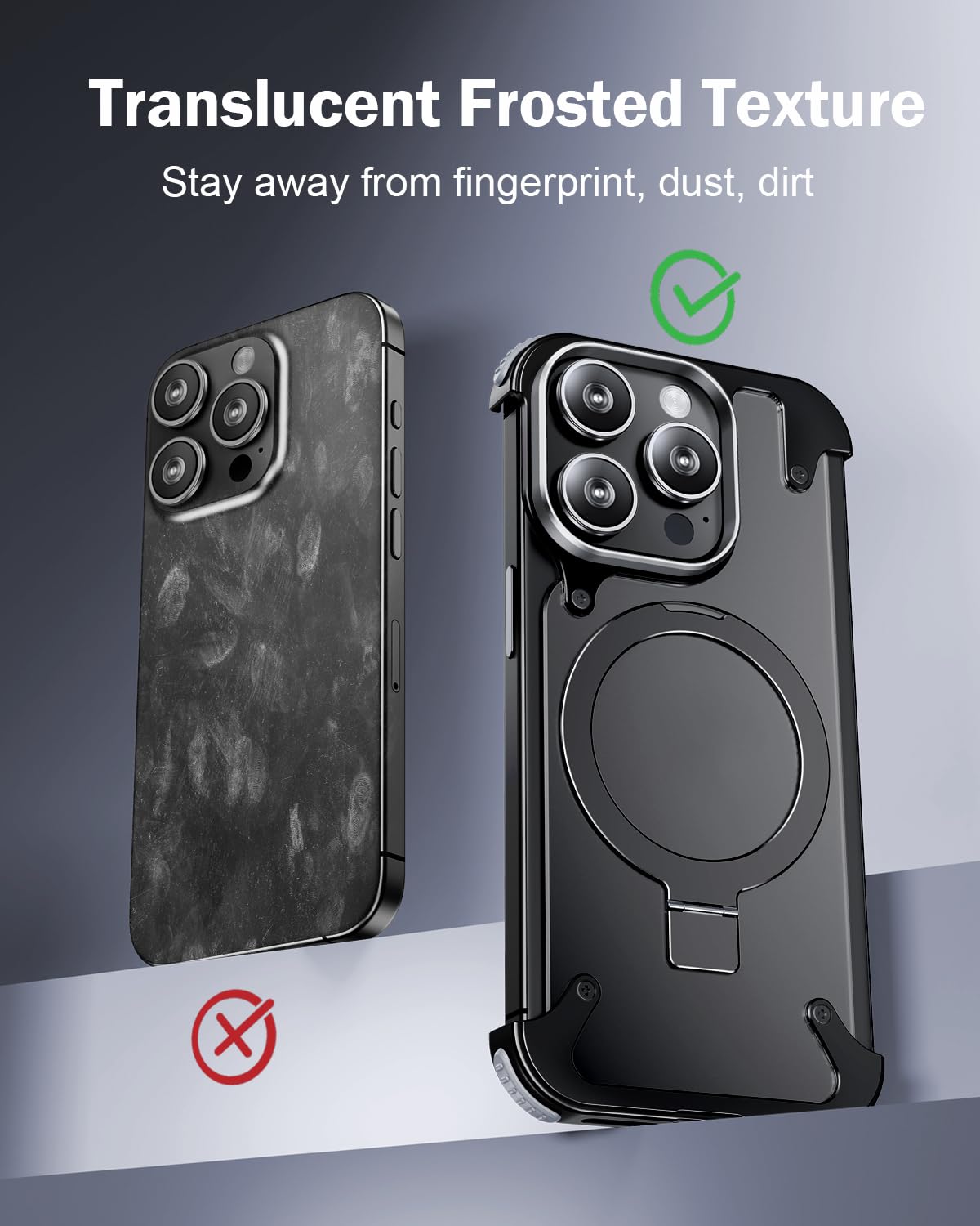 Premium Ultra-Thin Magnetic Frameless Matte Metal Aluminum Stand iPhone Case | MagSafe Case with 360-Degree Protection & Camera Lens Cover for Apple iPhone 16/15/14/13/12 Pro Max, Pro, Plus, e & Mini Cover | Shockproof Armor Case & Bumper Protective Cover