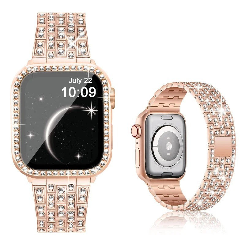 Luxus Premium Glitzer Metall Armband und Diamant Schutzhülle für Apple Uhren Serie 9 8 7 6 5 4 SE | Ultra 49mm 45mm 41mm 40