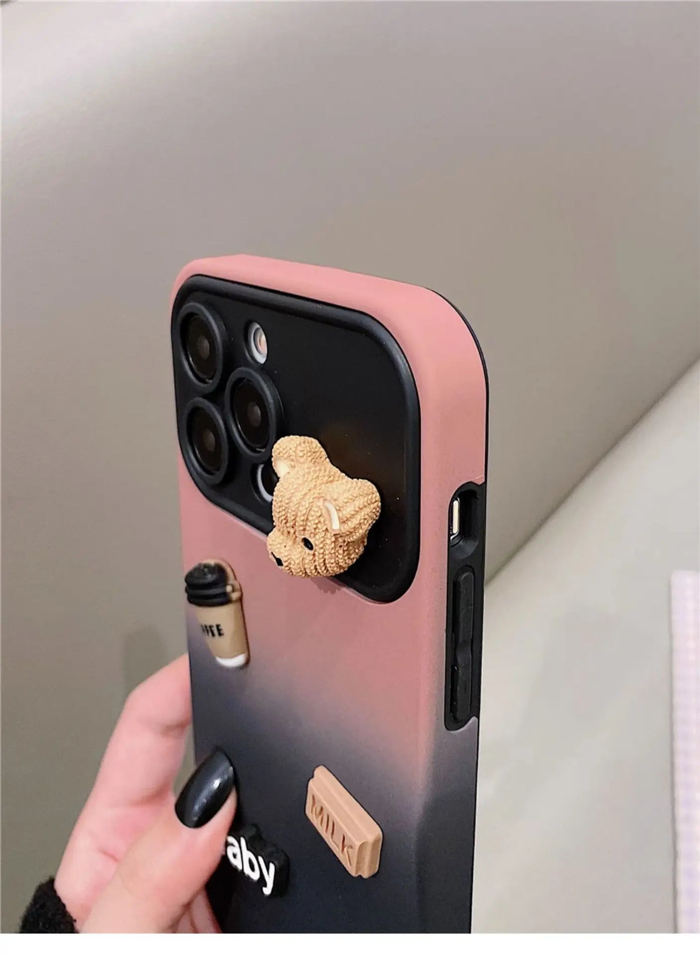 High-Quality 3D Bear Coffee Toy Gradient Design iPhone Case | MagSafe Case with Camera Lens Protector for Apple iPhone 16/15/14/13/12 Pro Max Plus Mini Cover | Heavy Duty, Bumper Cover Phone Case | Premium Silicone Protective Cover