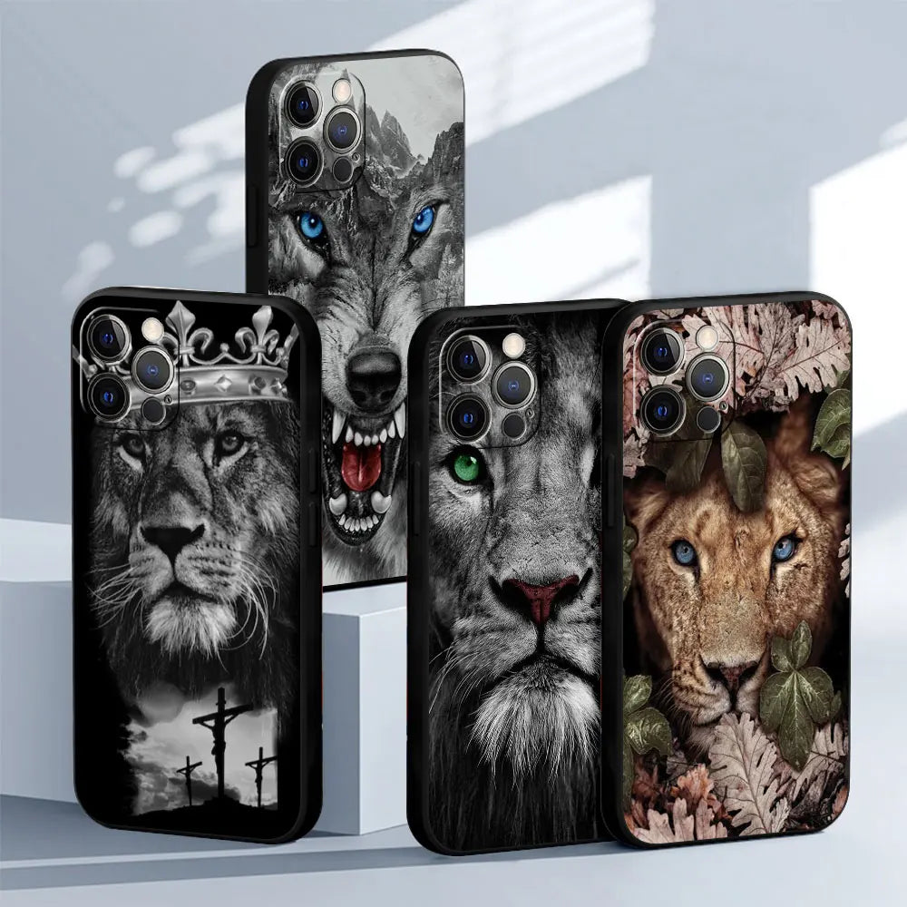 Hochwertige iPhone-Hülle mit Tierdesigns: Wolf, Hund, Katze, Vogel, Löwe, Tiger | MagSafe-kompatibles Case mit Kameralinsenschutz | Premium Hardcase für Apple iPhone 17/17 Air, 16/16e, 15, 14, 13 Pro Max Plus Cover | Stoßsichere Handyhülle & Panzertasche