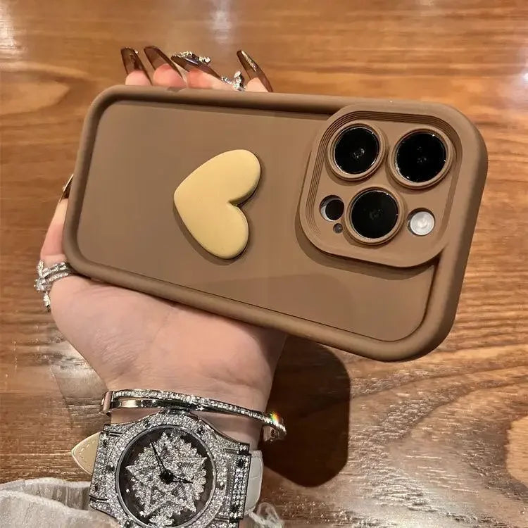 Hochwertige niedliche 3D-Liebesherz-Design Silikon-iPhone-Hülle | MagSafe Case, Kameralinsenschutzabdeckung für Apple iPhone 17/17 Air, 16/16e, 15, 14, 13 Pro Max Plus Cover | Silikon-Softcover-Schutzhülle