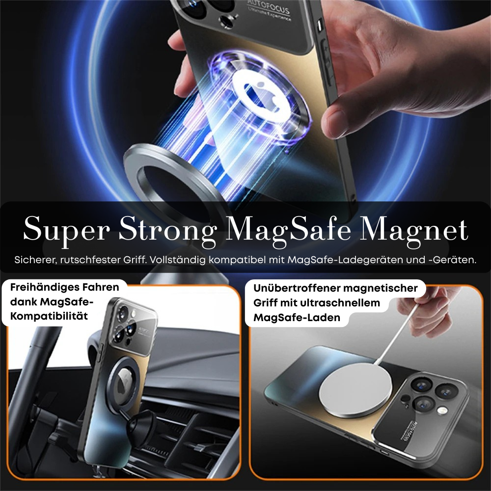 Luxus Matte Magnetische iPhone-Hülle mit Glaslinsen-Kameraschutz | Stoßfeste Tasche & MagSafe Case | Panzer-Schutzhülle für Apple iPhone 17/17 Air, 16/16e, 15, 14, 13 Pro Max Plus | Handyhülle in limitierter Auflage