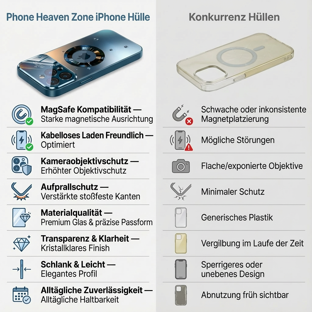 Luxus Matte Magnetische iPhone-Hülle mit Glaslinsen-Kameraschutz | Stoßfeste Tasche & MagSafe Case | Panzer-Schutzhülle für Apple iPhone 17/17 Air, 16/16e, 15, 14, 13 Pro Max Plus | Handyhülle in limitierter Auflage