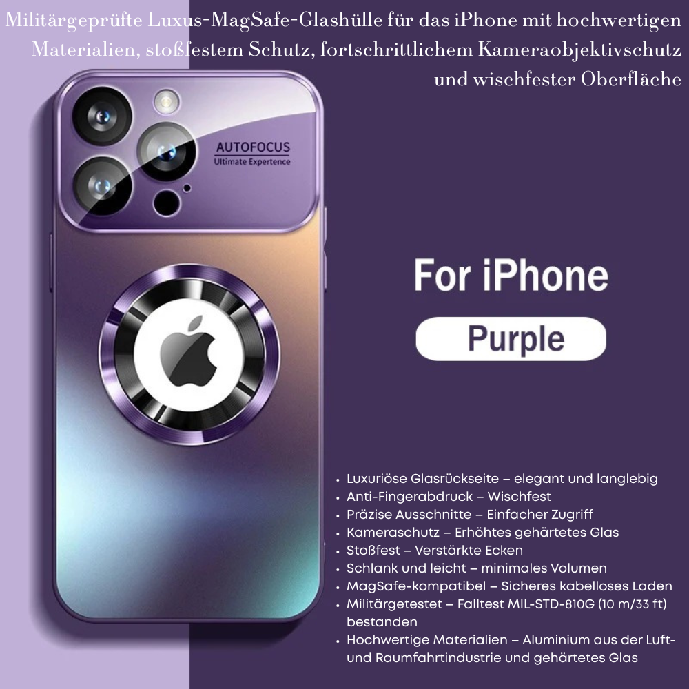 Luxus Matte Magnetische iPhone-Hülle mit Glaslinsen-Kameraschutz | Stoßfeste Tasche & MagSafe Case | Panzer-Schutzhülle für Apple iPhone 17/17 Air, 16/16e, 15, 14, 13 Pro Max Plus | Handyhülle in limitierter Auflage