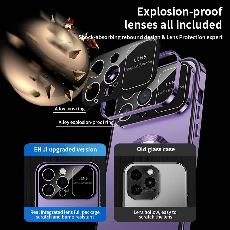 iPhone Case with MagSafe: Premium Double-Sided HD Glass Case with Wireless Charging and Camera Lens Protection | Shockproof Cover with Magnetic Armor for Apple iPhone 16/16e, 15, 14, 13, 12 Pro Max, Pro, Plus & Mini | Luxury Phone Case