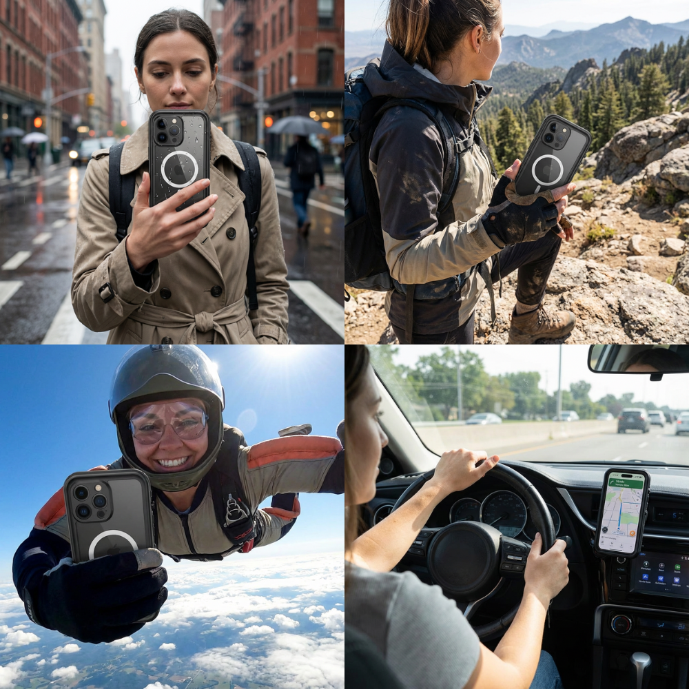 Militärstandard Wasserdichte IP68 iPhone Hülle mit MagSafe: Für Tauchen, Outdoor-Sport & Baustellen | Full Case Armor 360 Grad mit Kamera- und Bildschirmschutz | Stoßfest & Langlebig | Premium Sturzsichere Transparente Panzer-Handyschutzhülle Cover