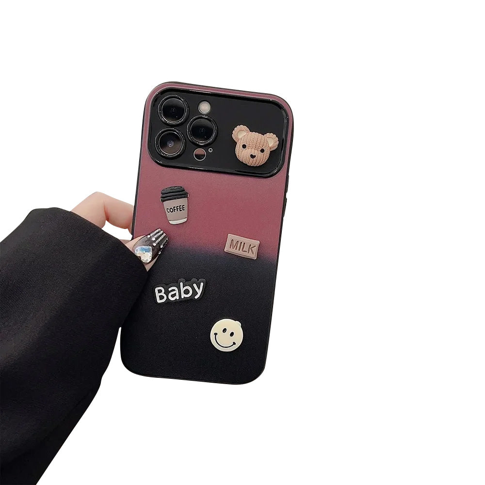 High-Quality 3D Bear Coffee Toy Gradient Design iPhone Case | MagSafe Case with Camera Lens Protector for Apple iPhone 16/15/14/13/12 Pro Max Plus Mini Cover | Heavy Duty, Bumper Cover Phone Case | Premium Silicone Protective Cover