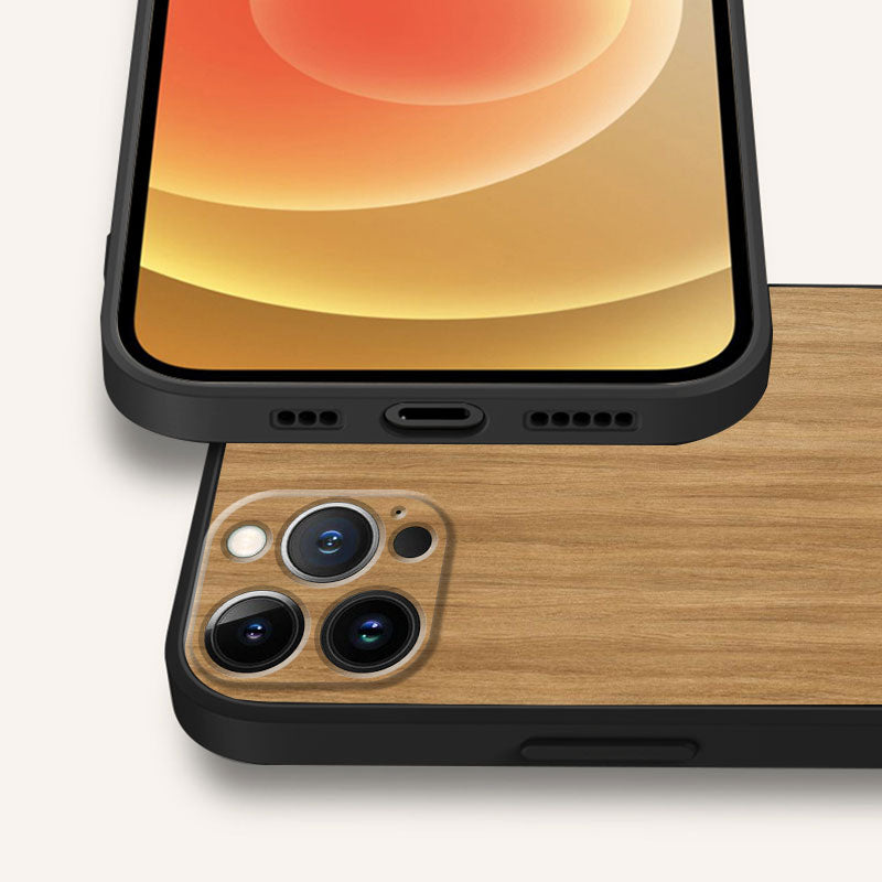 Premium Handyhülle, Abdeckung Braune glatte Holzmaserung Metallic Fall schwarz Phone 15/13/11/14 Pro Max/12/X/XS/8/7 Plus/XR