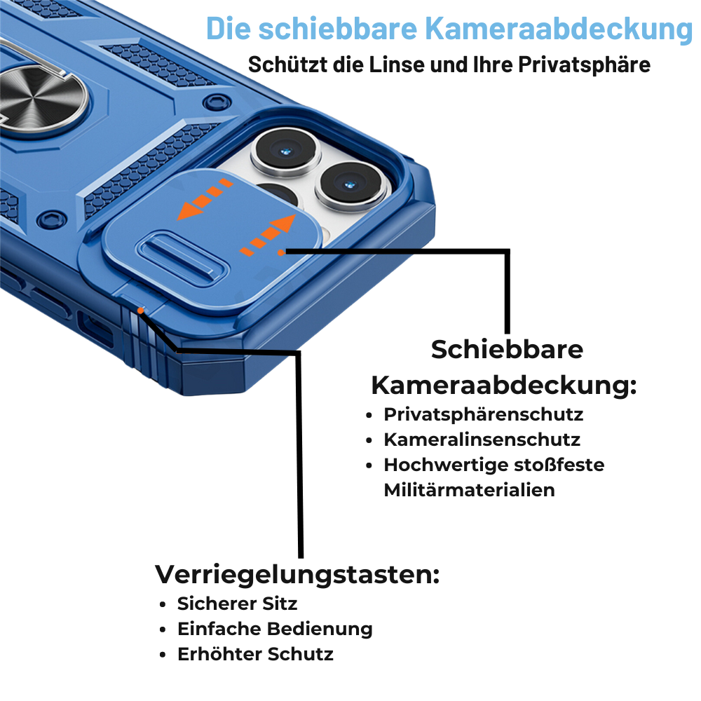 Premium Robustes Militärpanzer Apple iPhone Hülle | Militärqualität, 360° Schutz, Kamera- und Bildschirmschutz, Drehbarer Ständer, Kartenfach & MagSafe, Stoßfeste Abdeckung | Panzerhülle Outdoor & Baustellen | Armor Handyschutzhülle, Sturzsicheres Cover