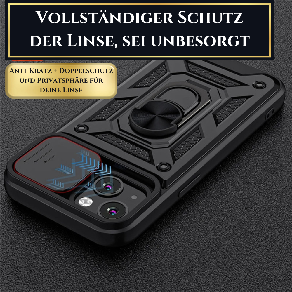 Premium Robustes Militärpanzer Apple iPhone Hülle | Militärqualität, 360° Schutz, Kamera- und Bildschirmschutz, Drehbarer Ständer, Kartenfach & MagSafe, Stoßfeste Abdeckung | Panzerhülle Outdoor & Baustellen | Armor Handyschutzhülle, Sturzsicheres Cover