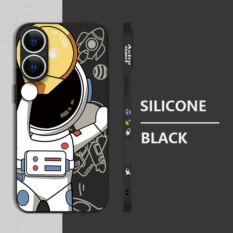 Hochwertige Astronauten-Lanyard iPhone-Hülle | MagSafe Case mit Kameraschutzabdeckung | Panzertasche mit weicher Silikon-Stoßstange als Cover für Apple iPhone 17/17 Air, 16/16e, 15, 14, 13, 12 Pro Max Plus Mini Handyhülle