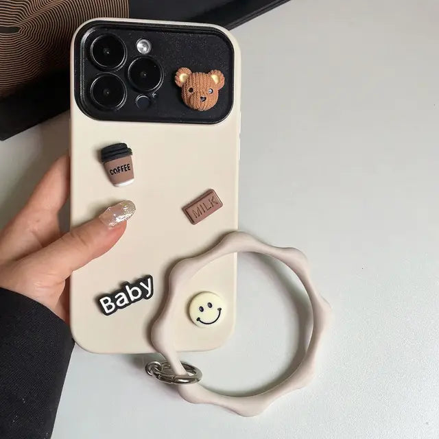 High-Quality 3D Bear Coffee Toy Gradient Design iPhone Case | MagSafe Case with Camera Lens Protector for Apple iPhone 16/15/14/13/12 Pro Max Plus Mini Cover | Heavy Duty, Bumper Cover Phone Case | Premium Silicone Protective Cover