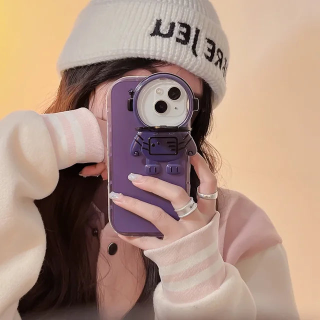 Premium Apple iPhone Case | MagSafe Compatible, Camera Lens Protection, Screen Protection | Ultra Thin, Shockproof, Magnetic, Full All-Around Protection Cover – Astronaut Design, Glitter Film, Lens Stand, Soft TPU, Durable & Stylish