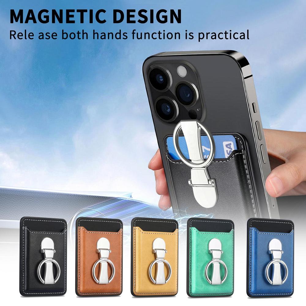 Hochwertige Leder MagSafe Brieftasche mit Kartenfächern: Klapp-Ringhalter & für iPhone 16/15/14/13/12 Pro - Phone Heaven Zone