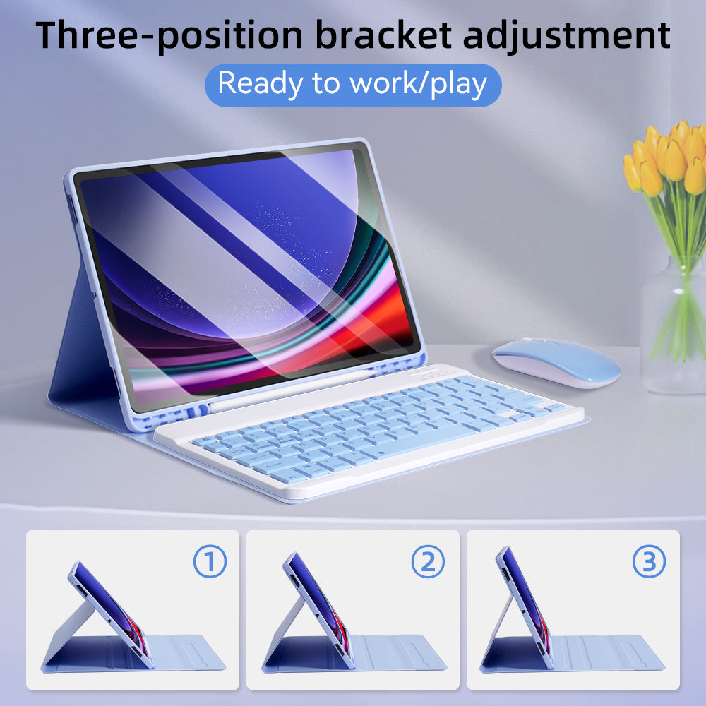 Hochwertige Hülle für Samsung Galaxy Tab S8 x700/x706, S7, S6 Lite, A7, A8: Drahtlose Maus und Tastatur, Robustes Gehäuse
