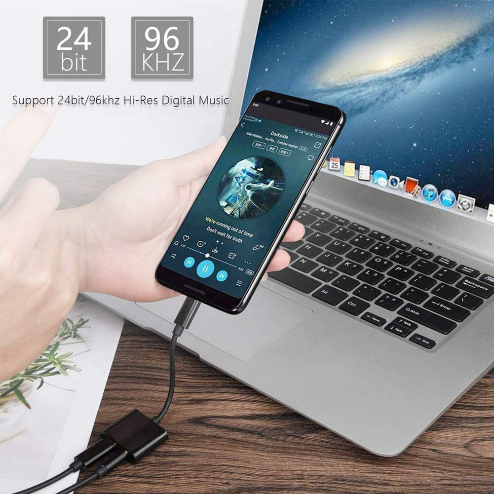 Premium 3-in-1 8-Pin zu 3,5mm Jack AUX Kabel mit Beleuchtung - Ladeadapter, Kopfhörersplitter, Konverter für Apple iPhone 15/14/13/12