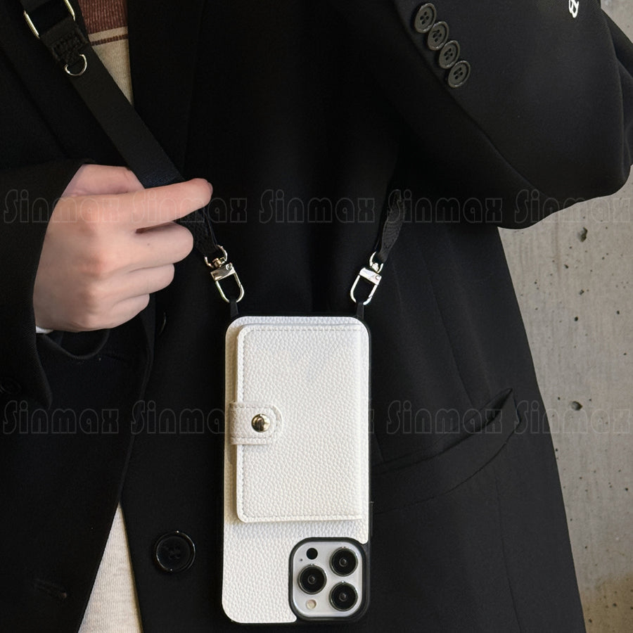 Luxury Crossbody Wallet iPhone Case – Card Slot, Coin Purse, Leather Lanyard, Protective & Stylish Cover | Case for iPhone