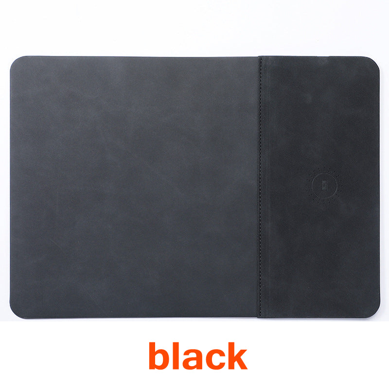 Premium Mouse Pad with High-Quality Qi Wireless Charging Pad for Smartphones, Apple iPhone, Samsung, iOS & Android Xiaomi, Huawei, USB-C, Phone Holder, 2-in-1 PU Leather Mat