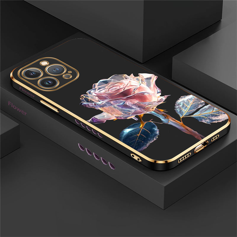 Luxus Kristall-Rose Diamant iPhone Hülle | MagSafe Case mit Rundumschutz und Kameralinsenschutzabdeckung für Apple iPhone 17/17 Air, 16/16e, 15, 14, 13 Pro Max Plus Cover | Panzertasche, Stoßstangenabdeckung Handyhülle | Hochwertige Schutzhülle