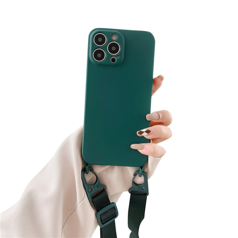 Hochwertige Crossbody-Halskettenriemen Lanyard Weiche Silikon iPhone Hülle | MagSafe Case, Kameralinsenschutzabdeckung für Apple iPhone 17/17 Air, 16/16e, 15, 14, 13 Pro Max Plus Cover – Umhängeband, Schulterriemen, Kartenhalter | Premium Schutzhülle