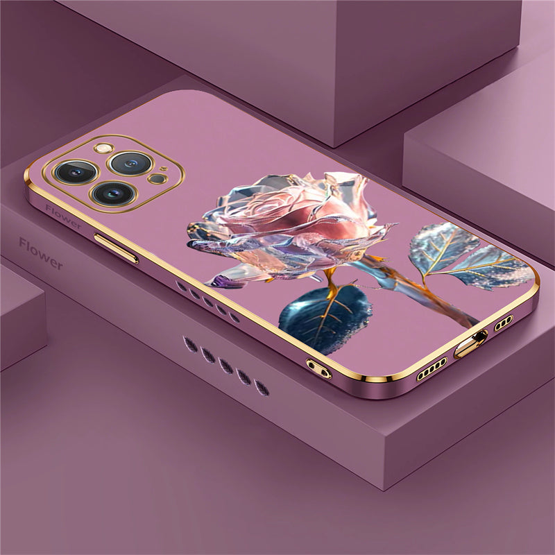 Luxus Kristall-Rose Diamant iPhone Hülle | MagSafe Case mit Rundumschutz und Kameralinsenschutzabdeckung für Apple iPhone 17/17 Air, 16/16e, 15, 14, 13 Pro Max Plus Cover | Panzertasche, Stoßstangenabdeckung Handyhülle | Hochwertige Schutzhülle