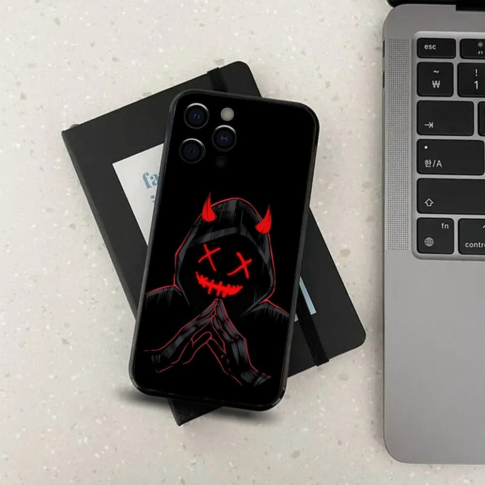 Premium Robuste Teufel Bad Boy Design iPhone Hülle | MagSafe-Case mit Rundumschutz & Kameralinsenschutz für Apple iPhone 17/17 Air, 16/16e, 15, 14, 13 Pro Max Plus Cover | Stoßfeste Handyhülle mit Panzertasche & Stoßstangenabdeckung