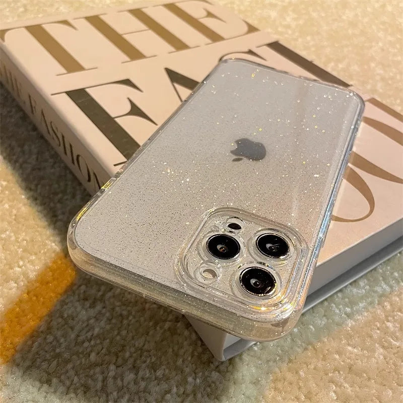Luxus Bling Glitzer Transparente Stoßfeste Hülle für Apple iPhone 17/17 Air, 16/16e, 15, 14, 13 Pro Max Plus | Stilvoll & Schützend