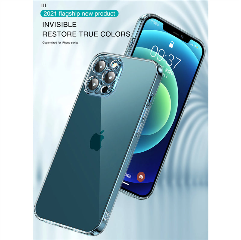 Transparente Silikonhülle für Apple iPhone 17/17 Air, 16/16e, 15, 14, 13 Pro Max Plus | Klare Militärstärke-Schutz mit Premium Plating Quadrat-Rahmen