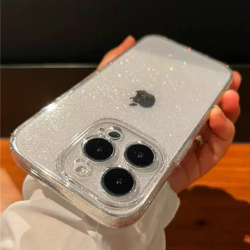 Luxus Bling Glitzer Transparente Stoßfeste Hülle für Apple iPhone 17/17 Air, 16/16e, 15, 14, 13 Pro Max Plus | Stilvoll & Schützend