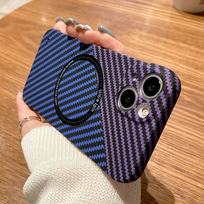 High-Quality Carbon Fiber Magnetic iPhone Case | MagSafe Case with 360-Degree Protection & Camera Lens Cover for Apple iPhone 16/16e, 15, 14, 13, 12 Pro Max, Pro, Plus & Mini Cover | Shockproof Phone Case with Armor Shell & Premium Protective Bumper Cover