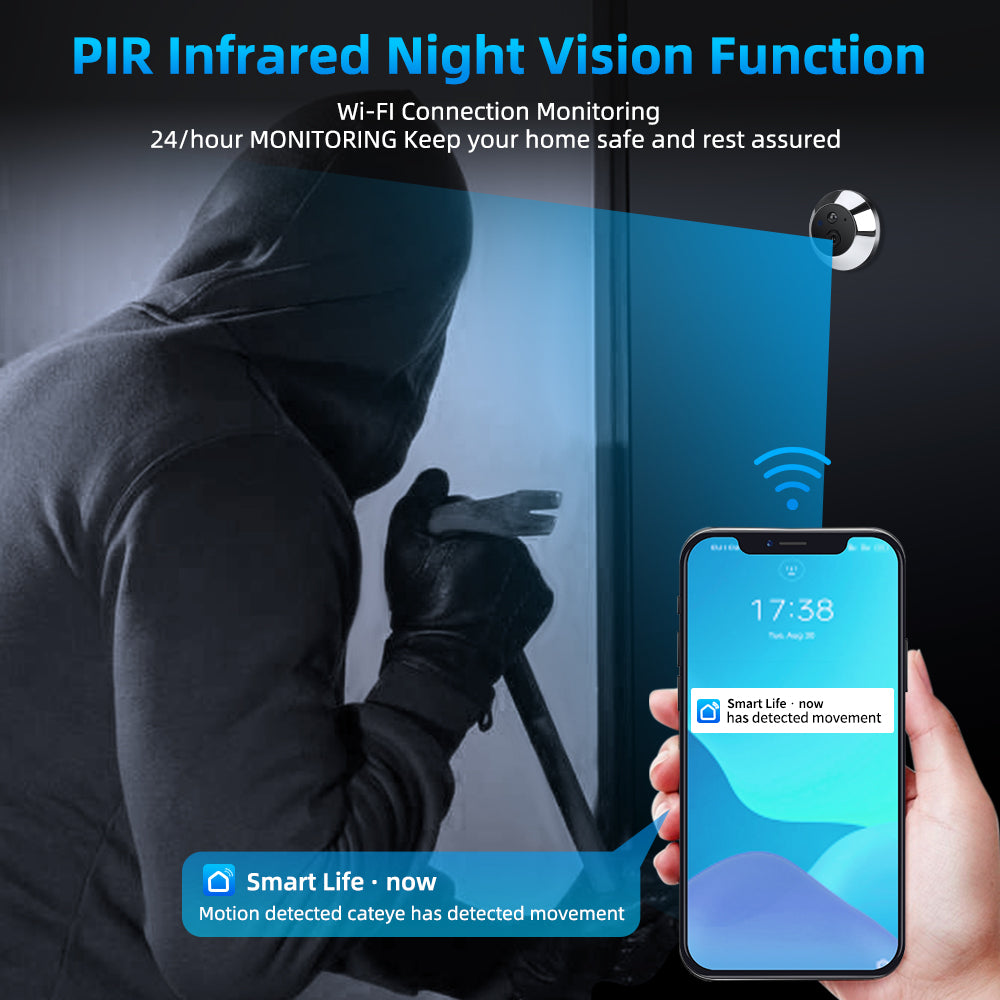 Premium Tuya 1080p 2.4G WiFi Magische Türkamera, Automatische Erfassung, Digitales Türspion, Drahtlose Türklingel für Zuhause