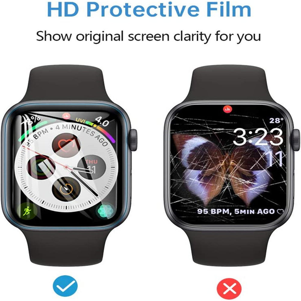 Displayschutzfolie für Apple Watch 44mm 40mm 45mm 41mm 38mm 42mm iWatch 6 SE 5 4 | Hochwertige HD Glasfolie, Schutzfilm