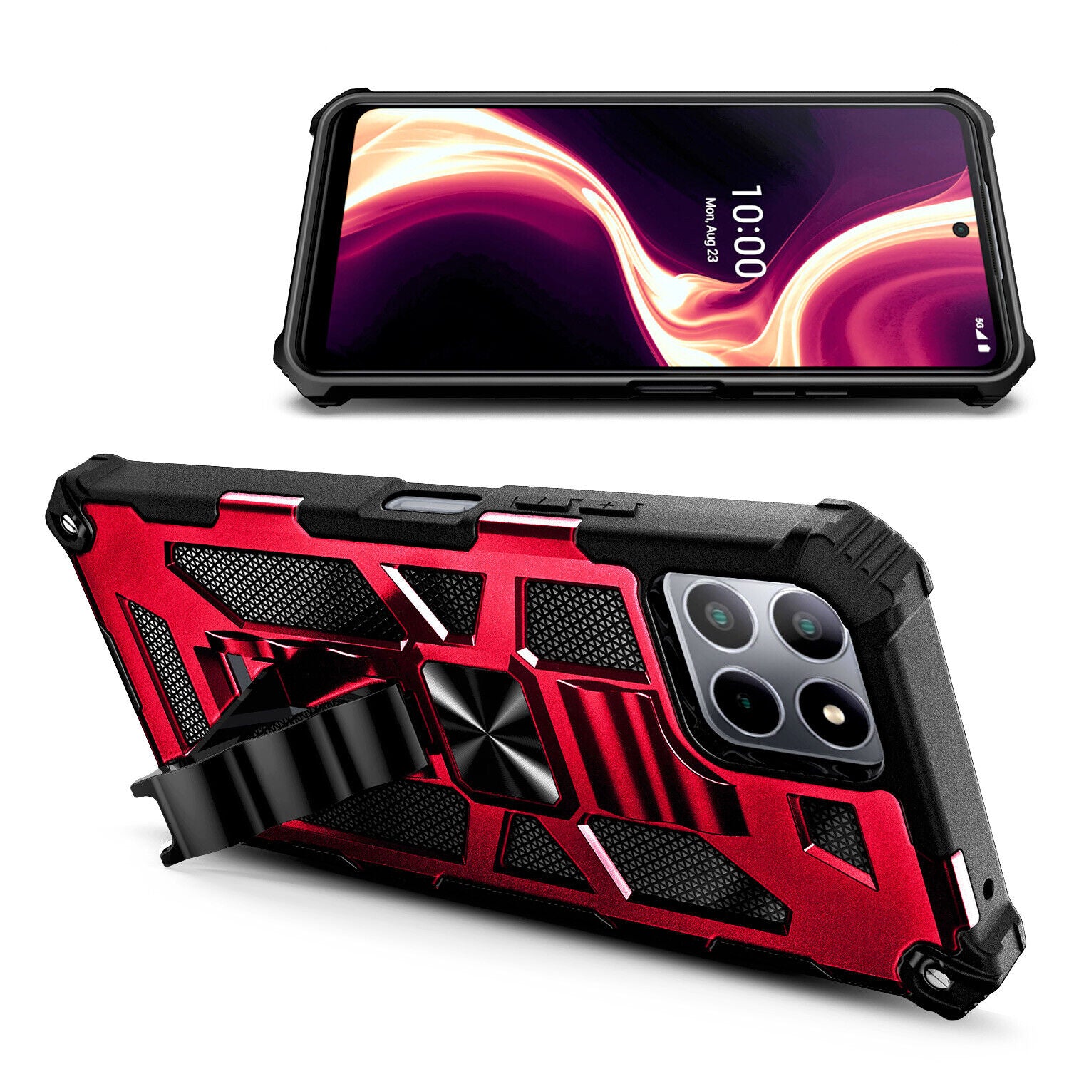 Hochwertige Hybrid-Militärpanzerung iPhone-Hülle MagSafe Case für Apple iPhone 17/17 Air, 16/16e, 15, 14, 13 Pro Max Plus mit eingebautem Ständer, Tarnung-Cover, Kamera-Rundumschutz und Bildschirmschutz Handyhülle