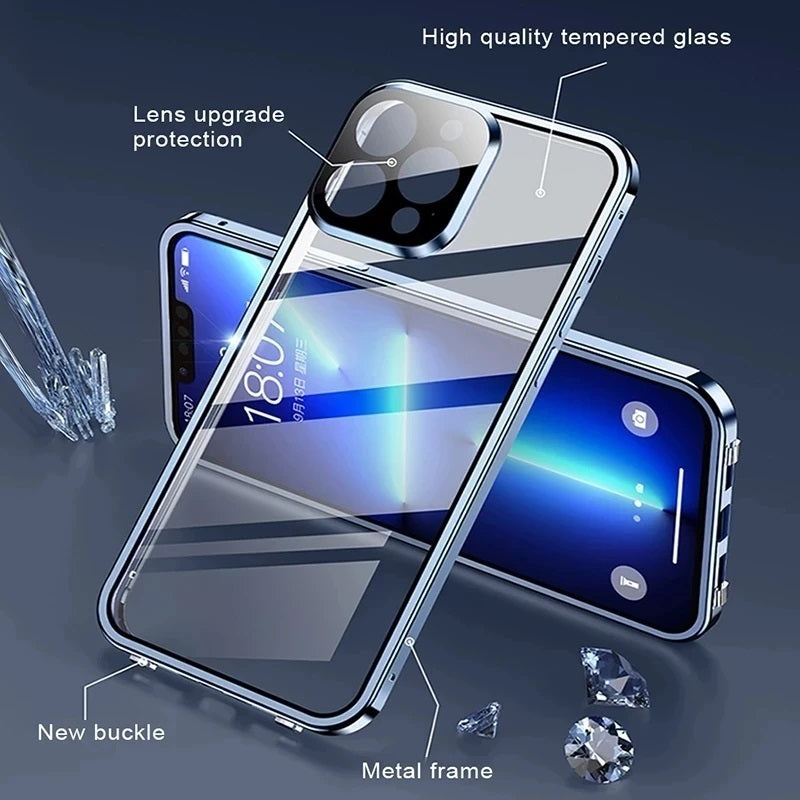 High-Quality iPhone Case with 360° Full Sealed Protection of Glass and Metal | MagSafe-Compatible Protective Case, 360-Degree Protection, Camera Lens Protection for Apple iPhone 16/16e, 15, 14, 13, 12 Pro Max, Pro, Plus & Mini Cover | Armor Bumper Case