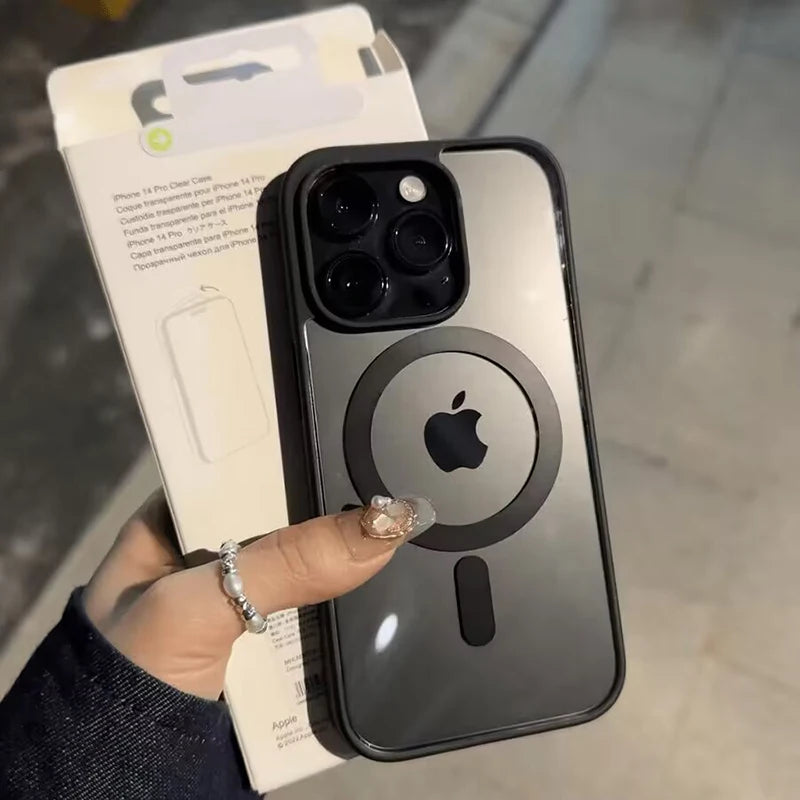 Premium iPhone Hülle Klar HD | Magnetische MagSafe & Kabelloses Laden | Stoßfeste Transparente Hybrid Rüstung mit Kameraobjektiv-Schutz für Apple iPhone 17/17 Air, 16/16e, 15, 14, 13 Pro Max Plus