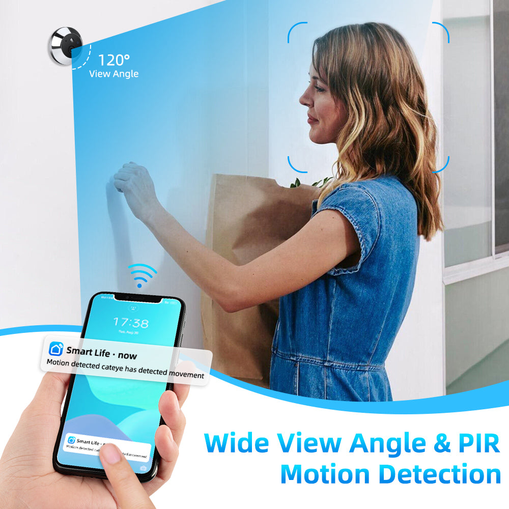 Premium Tuya 1080p 2.4G WiFi Magische Türkamera, Automatische Erfassung, Digitales Türspion, Drahtlose Türklingel für Zuhause