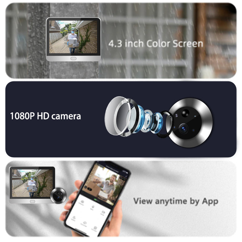 Premium Tuya 1080p 2.4G WiFi Magische Türkamera, Automatische Erfassung, Digitales Türspion, Drahtlose Türklingel für Zuhause