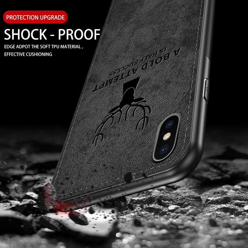 Luxus Stoßstange mit Hirsch-Design und motivierendem Spruch auf Leinwand iPhone-Hülle | MagSafe Case mit Kameraschutzabdeckung | Cover für Apple iPhone 17/17 Air, 16/16e, 15, 14, 13 Pro Max Plus | Panzertasche Hochwertige Handyhülle