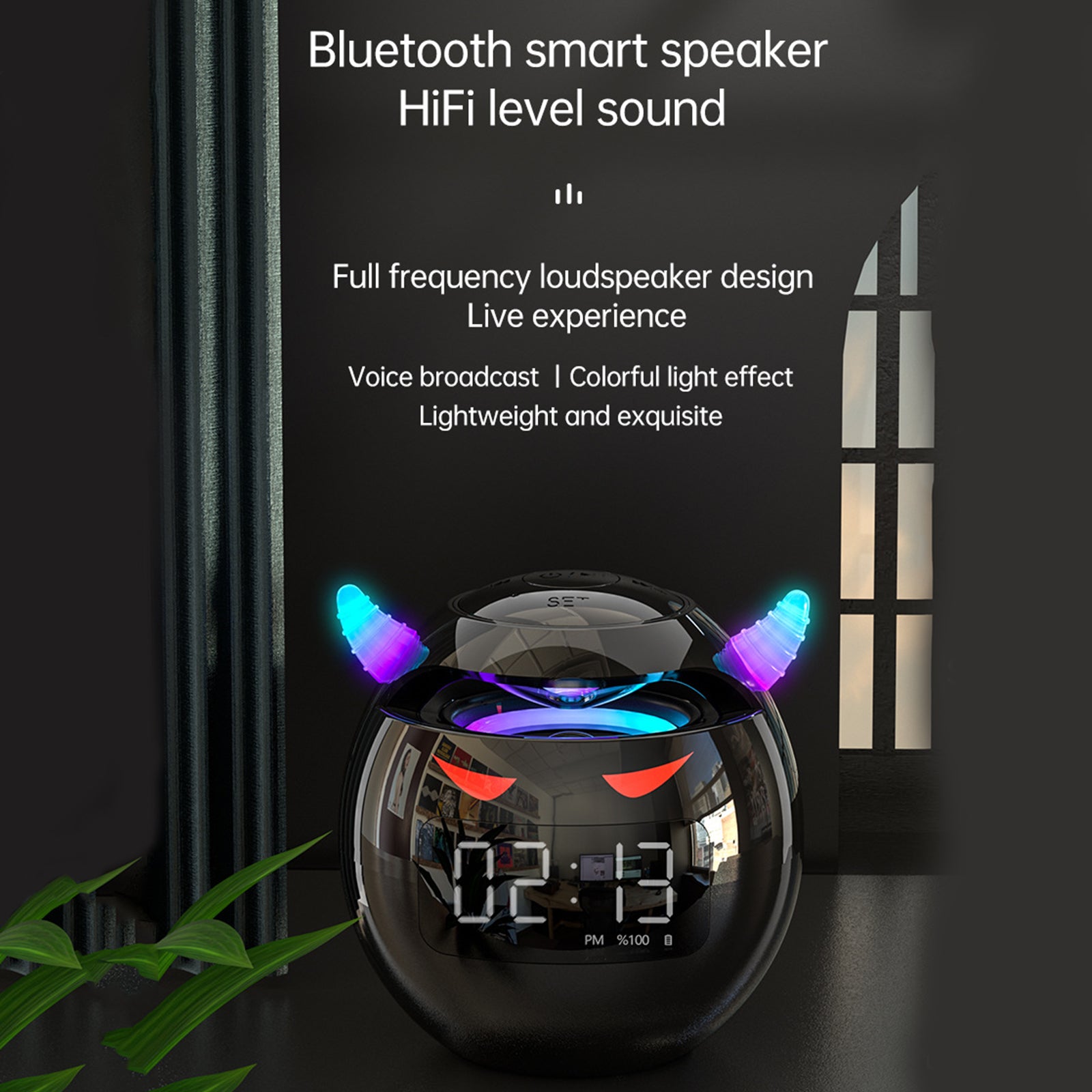 Mini Speaker Bluetooth Alarm Clock with Clock | Little Devil Design, Alarm Clock, Audio Mini Subwoofer, Card