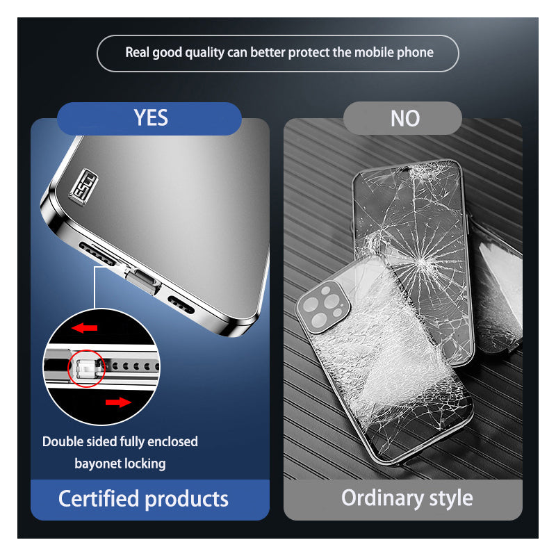 Luxury Ultra-Thin iPhone Case: Metal Alloy and Glass, Privacy Protection, Double-Sided 360° Full Protection | MagSafe-Compatible Magnetic Adsorption | Shockproof with Camera Protection | Apple iPhone 16/16e, 15, 14, 13, 12 Pro Max, Pro, Plus & Mini Cover