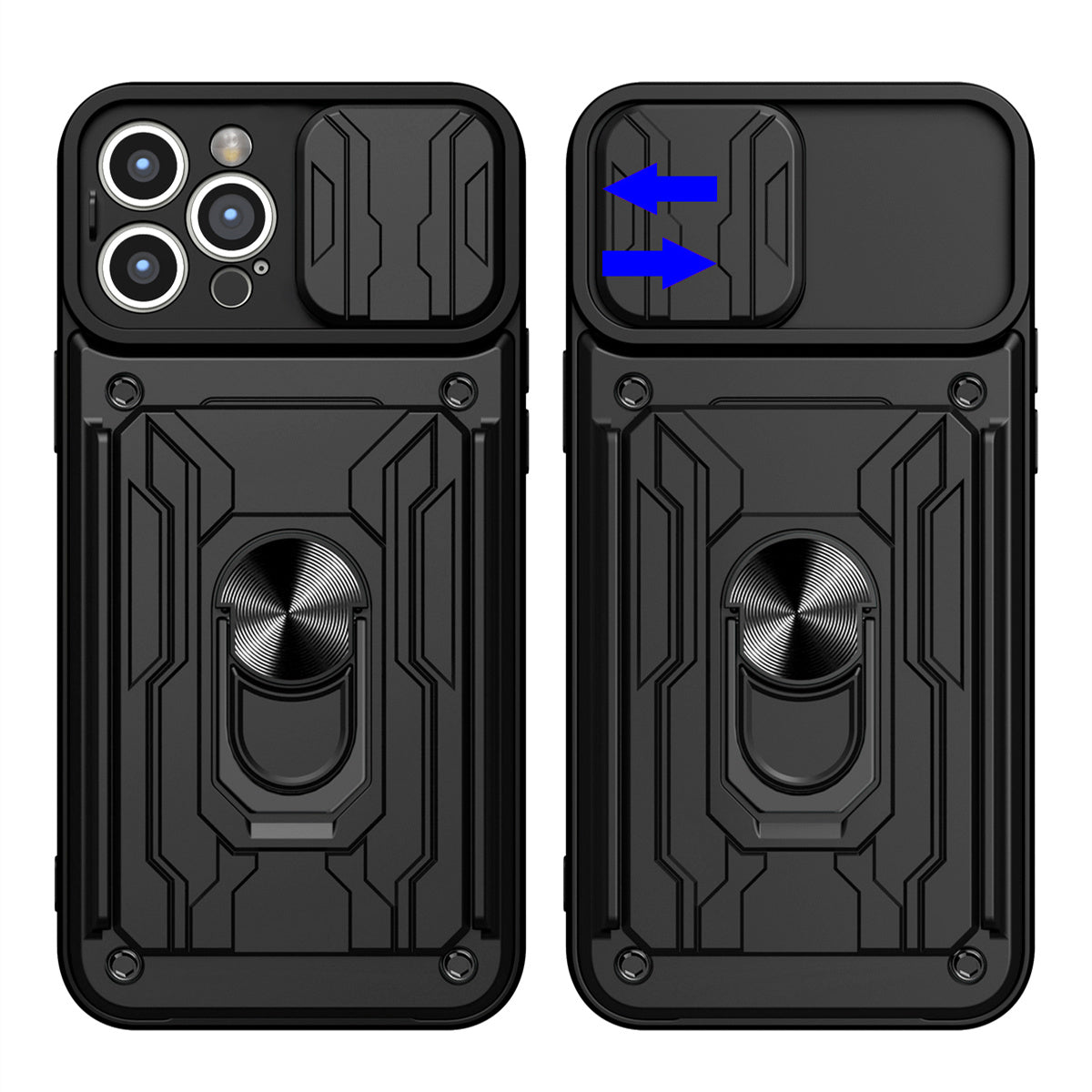 Hochwertiges Silikon-Kartenhalterung Ring Magnetständer iPhone Hülle | MagSafe Case Rundumschutz und Kameralinsenschutzabdeckung für Apple iPhone 17/17 Air, 16/16e, 15, 14, 13 Pro Max Plus Cover | Panzertasche Handyhülle | Premium Wallet Schutzhülle