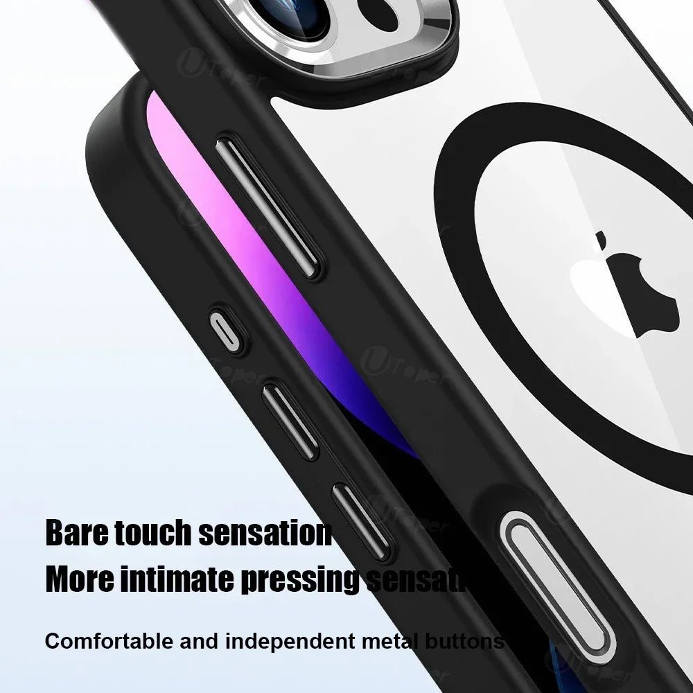Premium iPhone Hülle Klar HD | Magnetische MagSafe & Kabelloses Laden | Stoßfeste Transparente Hybrid Rüstung mit Kameraobjektiv-Schutz für Apple iPhone 17/17 Air, 16/16e, 15, 14, 13 Pro Max Plus