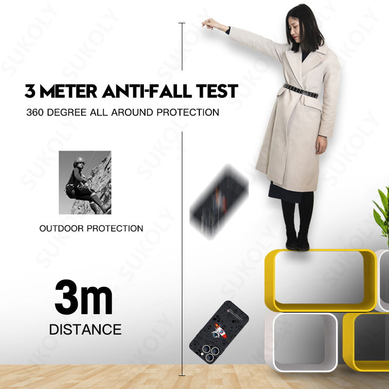 Luxus Astronaut-Acryl Mattes Cartoon-Design Klare iPhone-Hülle | MagSafe Case mit Kameralinsenschutzabdeckung für Apple iPhone 17/17 Air, 16/16e, 15, 14, 13 Pro Max Plus Cover | Panzertasche, Stoßstangenabdeckung Handyhülle | Premium-Schutzhülle