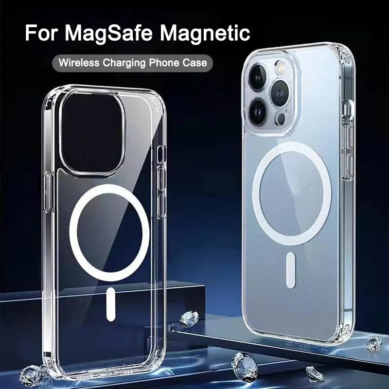 Transparente Magnetische Magsafe für Apple iPhone 17/17 Air, 16/16e, 15, 14, 13 Pro Max Plus Hülle | Durchsichtige Klare Case, Kabelloses Laden, Staubdicht, Wasserabweisend & Verbesserter Kameraschutz