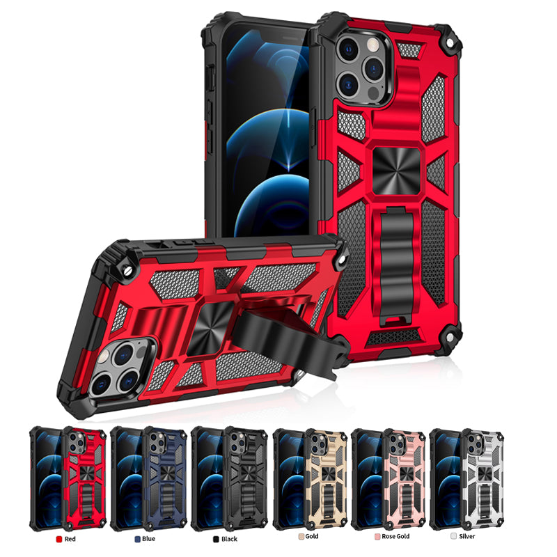 High-Quality Hybrid Military Armor iPhone Case | MagSafe Case for Apple iPhone 16/15/14/13/12 Pro Max Plus Mini with Built-in Stand, Camouflage Cover, 360-Degree Camera Protection, and Screen Protector Phone Cover